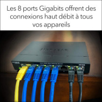 NETGEAR (GS308) Switch Ethernet 8 Ports RJ45 Métal Gigabit (10/100/1000), switch RJ45, silencieux