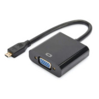 Adaptateur Micro HDMI vers VGA avec 1 Mètre Càble de Charge Noir