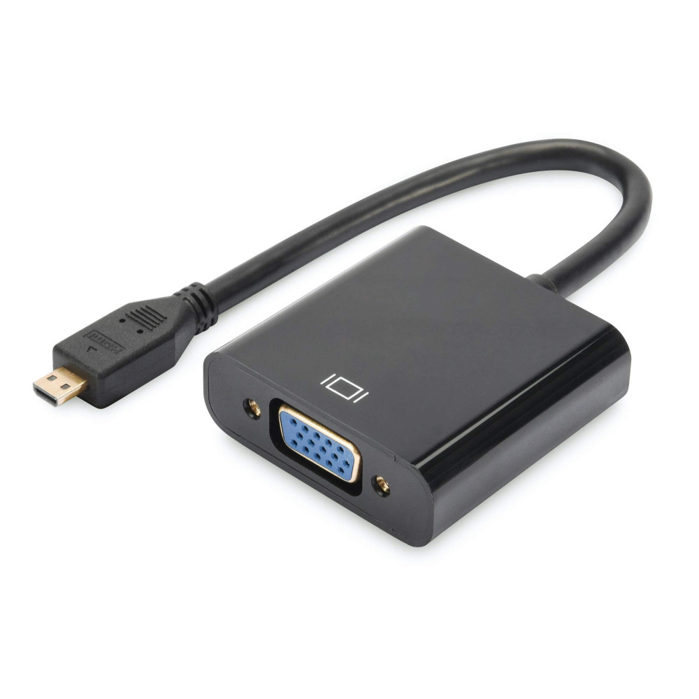 Adaptateur Micro HDMI vers VGA avec 1 Mètre Càble de Charge Noir Adaptateur Micro HDMI vers VGA avec 1 Mètre Càble de Charge Noir