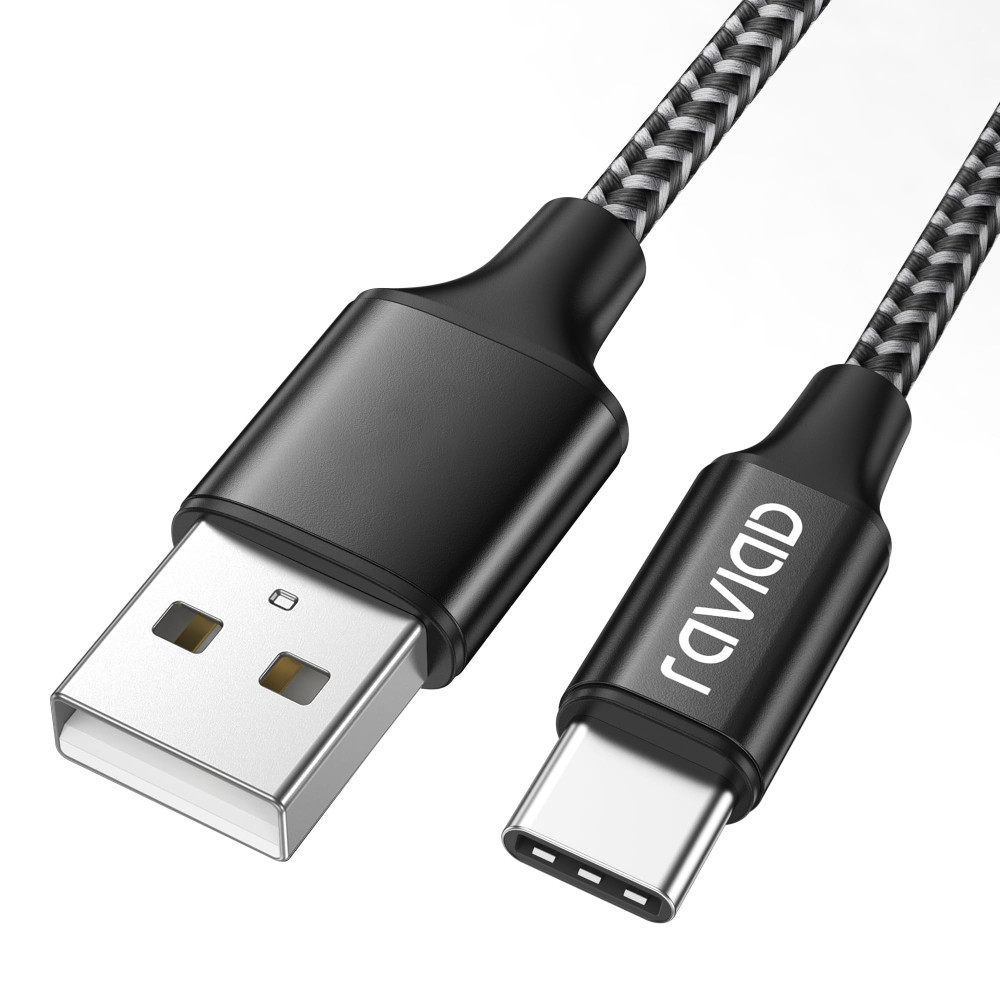 Cable USB C en Nylon Tressé 1M Noir et blanc Cable USB C en Nylon Tressé 1M Noir et blanc