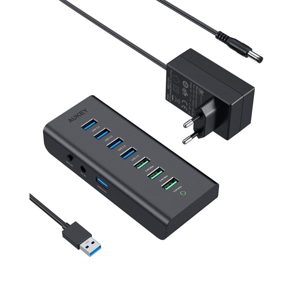 AUKEY CB-H19 USB Hub Powered Charging 7 Port USB 3.0 Hub 3 Charging Ports & 4 USB 3.0 AUKEY CB-H19 USB Hub Powered Charging 7 Port USB 3.0 Hub 3 Charging Ports & 4 USB 3.0