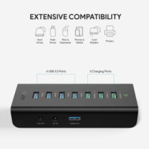 AUKEY CB-H19 USB Hub Powered Charging 7 Port USB 3.0 Hub 3 Charging Ports & 4 USB 3.0