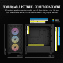Botier CORSAIR 3000D RGB Airflow Boîtier PC Mid-Tower - 3X AR120 RGBing ATX Moyen tour