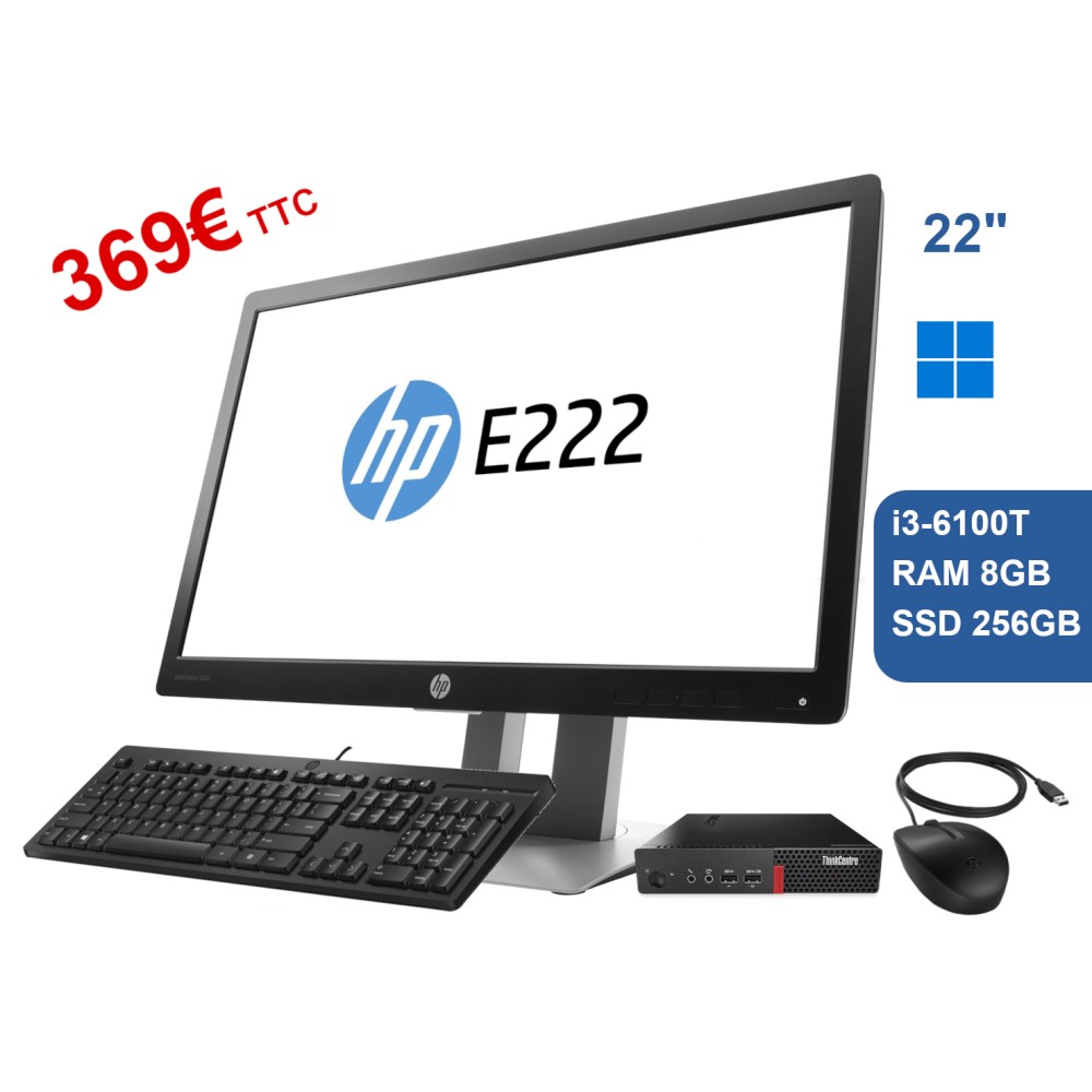 Ensemble complet Tiny M710Q + écran HP 21.5 P + clavier souris filaire